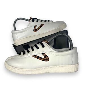 Tretorn Nylite Plus Eco Ortholite White Leather / Cheetah Women's 7M